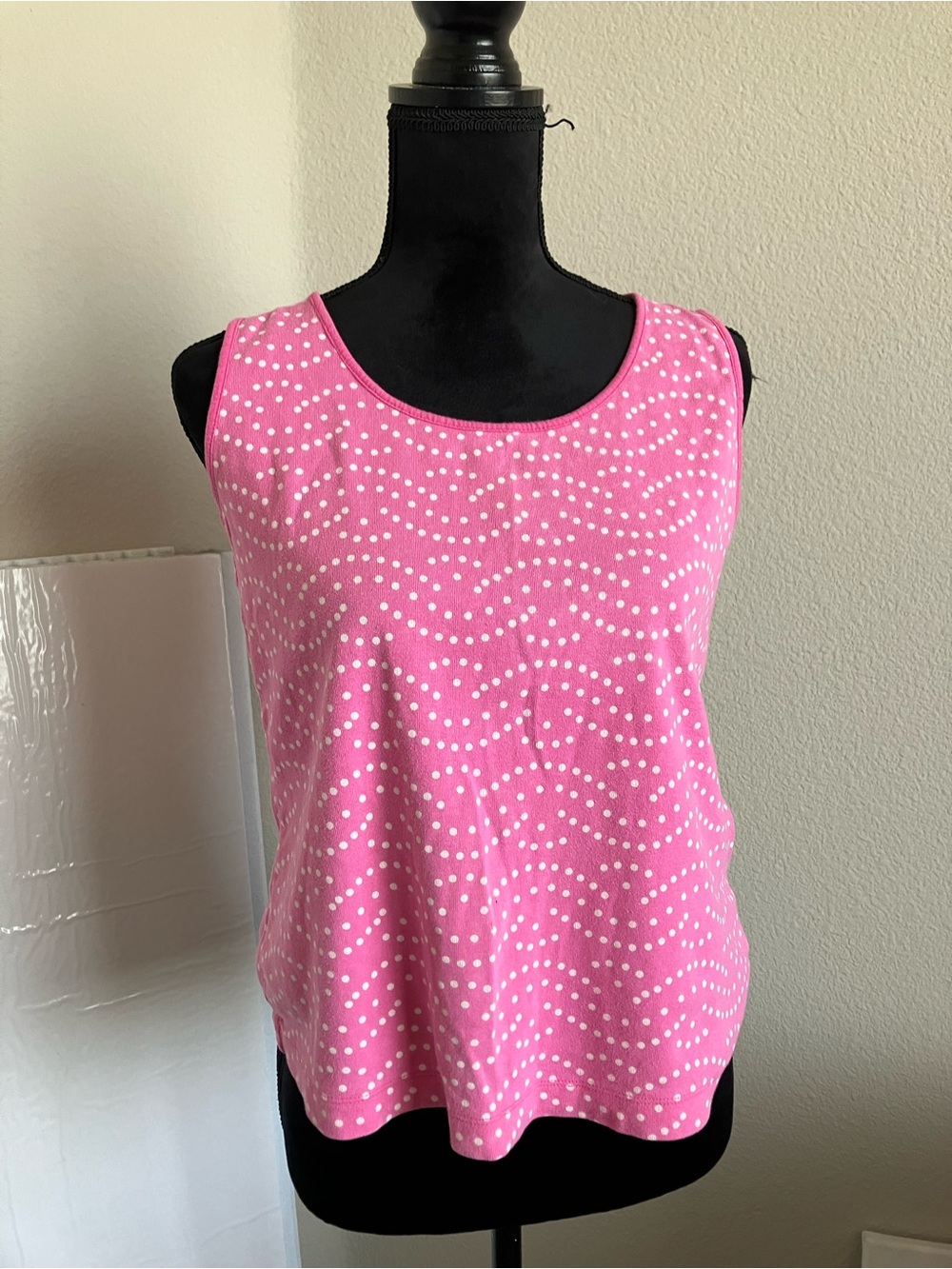 Wildfox Pink Polka Dot Scoop Neck Tank